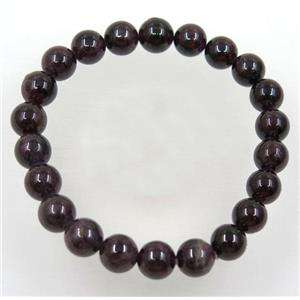 round Garnet bead bracelet, stretchy, dark-red, approx 8mm, 60mm dia