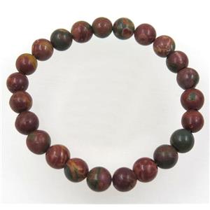 red Picasso Jasper Beads bracelet, round, stretchy, approx 8mm, 60mm dia