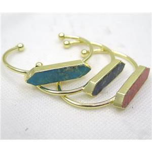 mix Sea Sediment bangle, copper, gold plated, approx 10-34mm, 60mm dia