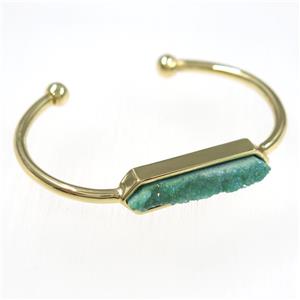 green druzy agate bangle, copper, gold plated, approx 40-60mm