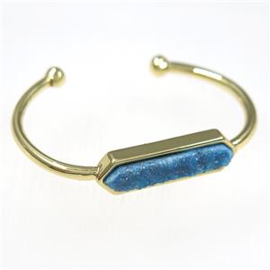 blue druzy agate bangle, copper, gold plated, approx 40-60mm