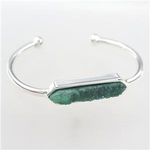 druzy quartz copper bangle, silver plated, approx 40-60mm