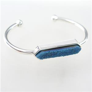 druzy quartz copper bangle, silver plated, approx 40-60mm