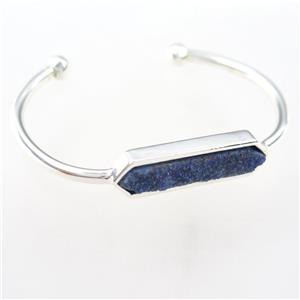 druzy quartz copper bangle, silver plated, approx 40-60mm