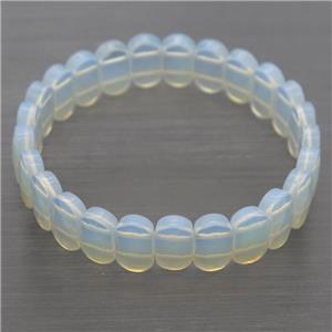 white Opalite Bracelets, stretchy, approx 8x14mm, 58mm dia