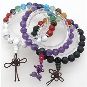 Chakra Bracelets with gemstone, mix, stretchy, approx 8mm dia