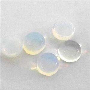 white Opalite jasper cabochon, round, approx 4mm dia