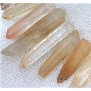 lemon quartz stick bead for necklace, freeform, approx 15-50mm