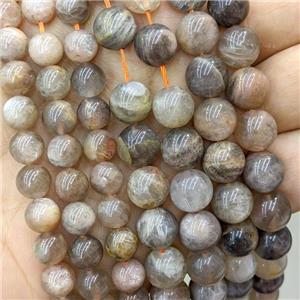 black Sunstone Beads, round, approx 6mm dia