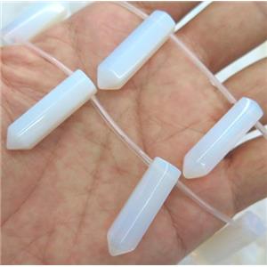 white opalite stone beads, bullet, approx 8x31mm, 12pcs per st