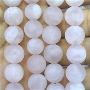 matte rose quartz beads, round, approx 10mm dia