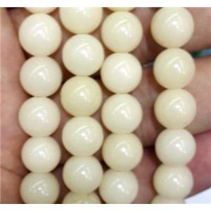 bodhi wood bead, white jade, approx 12mm dia, 33pcs per st