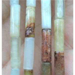 Chinese HuaXiu Jade Tube Beads, approx 4x13mm