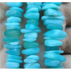 Amazonite chip beads, freeform, blue dye, approx 8-12mm