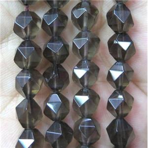 Smoky Quartz beads cut round, approx 12mm dia