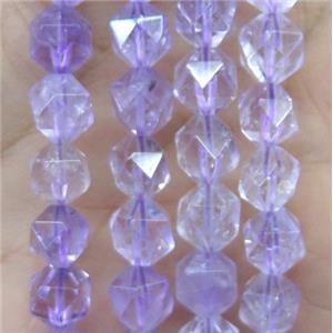 natural Amethyst beads cut round lt.purple, approx 6mm dia