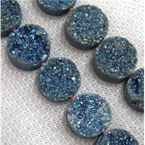 green druzy Quartz beads, circle, approx 12mm dia, 16pcs per st