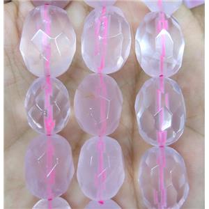 faceted Rose Quartz barrel beads, pink, approx 15-20mm