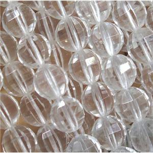 white Clear Quartz beads, Pumpkin, faceted round, approx 6mm dia