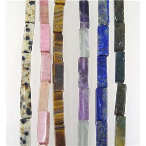 mix gemstone cuboid beads, approx 4x4x13mm