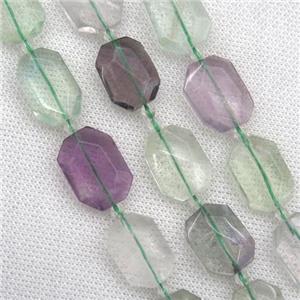 green Fluorite beads, faceted rectangle, approx 15-22mm