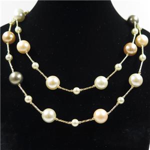 Pearlized Shell necklace, round, approx 6mm, 12mm, 88cm length