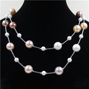 Pearlized Shell necklace, round, approx 6mm, 12mm, 88cm length