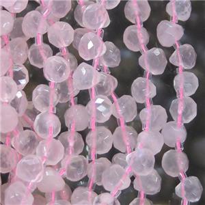 rose quartz bead, faceted teardrop, approx 7x7mm