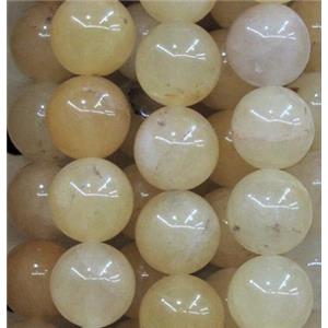 yellow jade bead, round, approx 12mm dia, 31pcs per st