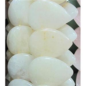 white jade bead, teardrop, approx 20-30mm