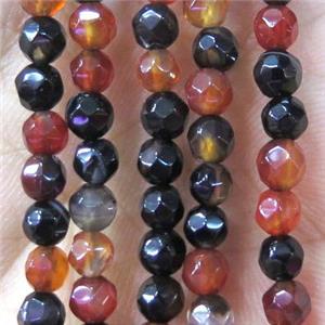 Tiny agate bead, faceted round, approx 4mm dia