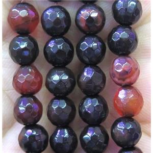 black agate bead, faceted round, approx 6mm dia