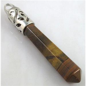 tiger eye stone pendant, stick, point, approx 10x65mm