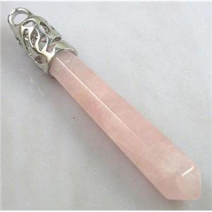 Rose Quartz Stone pendant, stick, point, approx 10x65mm