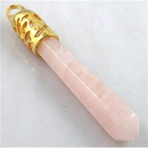 Rose Quartz Stone pendant, stick, point, approx 10x65mm