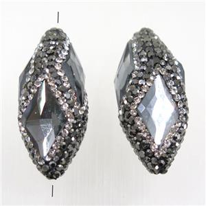 Crystal glass beads paved rhinestone, Rice, approx 19-33mm