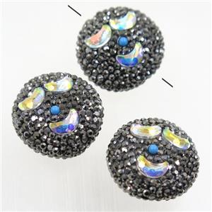 crystal glass bead paved rhinestone, approx 24mm dia