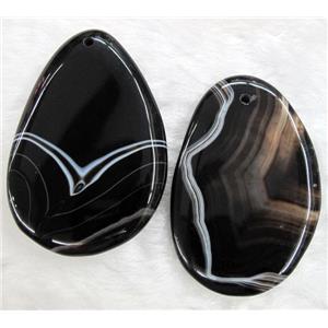 black agate slice pendant, freeform, approx 25-60mm