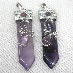 purple Amethyst arrowhead pendant, approx 13-52mm