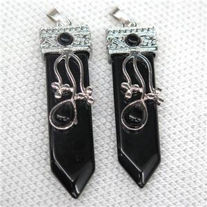 black Onyx Agate arrowhead pendant, approx 13-52mm