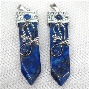 blue Lapis Lazuli arrowhead pendant, approx 13-52mm