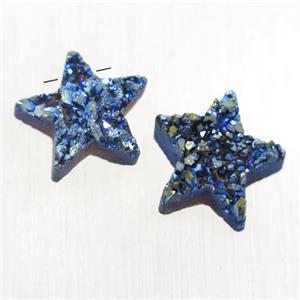 green electroplated Druzy Quartz star pendant, approx 12mm dia