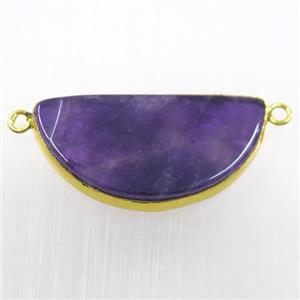 purple amethyst pendant, half round, approx 20-40mm