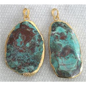 Ocean Jasper pendant, freeform, gold plated, approx 20-60mm