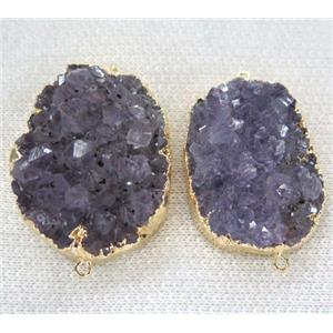 druzy amethyst connector, freeform, approx 15-30mm