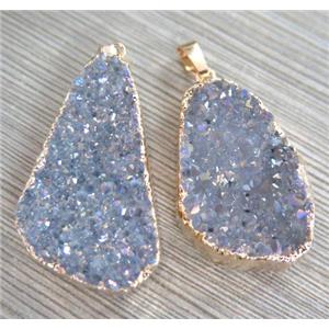 druzy agate pendant, AB color, freeform, approx 15-40mm