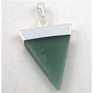 green aventurine pendant, triangle, approx 25-35mm