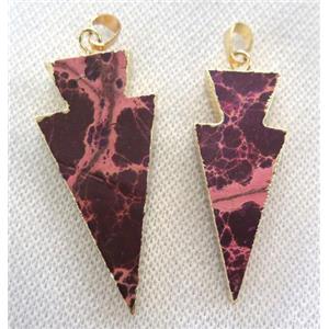 Sea Sediment pendant, arrowhead, gold plated, approx 20-60mm