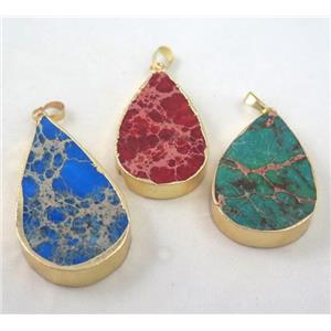 Sea Sediment jasper pendant, teardrop, mixed color, approx 20-50mm