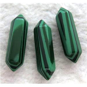 malachite bullet charm, no-hole, approx 30mm length